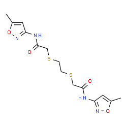 ChemSpider 2D Image | 2,2'-(1,2-Ethanediyldisulfanediyl)bis[N-(5-methyl-1,2-oxazol-3-yl)acetamide] | C14H18N4O4S2