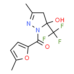 ChemSpider 2D Image | [5-Hydroxy-3-methyl-5-(trifluoromethyl)-4,5-dihydro-1H-pyrazol-1-yl](5-methyl-2-furyl)methanone | C11H11F3N2O3