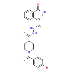 ChemSpider 2D Image | N'-{[1-(4-Bromobenzoyl)-4-piperidinyl]carbonyl}-4-oxo-3,4-dihydro-1-phthalazinecarbohydrazide | C22H20BrN5O4