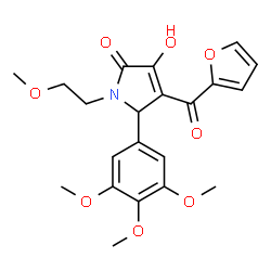 ChemSpider 2D Image | 4-(2-Furoyl)-3-hydroxy-1-(2-methoxyethyl)-5-(3,4,5-trimethoxyphenyl)-1,5-dihydro-2H-pyrrol-2-one | C21H23NO8