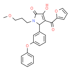 ChemSpider 2D Image | 4-(2-Furoyl)-3-hydroxy-1-(3-methoxypropyl)-5-(3-phenoxyphenyl)-1,5-dihydro-2H-pyrrol-2-one | C25H23NO6