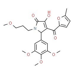 ChemSpider 2D Image | 3-Hydroxy-1-(3-methoxypropyl)-4-(5-methyl-2-furoyl)-5-(3,4,5-trimethoxyphenyl)-1,5-dihydro-2H-pyrrol-2-one | C23H27NO8