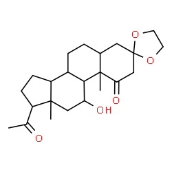ChemSpider 2D Image | 17-Acetyl-11-hydroxy-10,13-dimethyltetradecahydrospiro[cyclopenta[a]phenanthrene-3,2'-[1,3]dioxolan]-1(2H)-one | C23H34O5