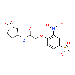 ChemSpider 2D Image | N-(1,1-Dioxidotetrahydro-3-thiophenyl)-2-[4-(methylsulfonyl)-2-nitrophenoxy]acetamide | C13H16N2O8S2