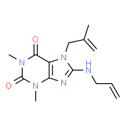 ChemSpider 2D Image | 8-(Allylamino)-1,3-dimethyl-7-(2-methyl-2-propen-1-yl)-3,7-dihydro-1H-purine-2,6-dione | C14H19N5O2