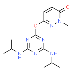 ChemSpider 2D Image | 6-{[4,6-Bis(isopropylamino)-1,3,5-triazin-2-yl]oxy}-2-methyl-3(2H)-pyridazinone | C14H21N7O2