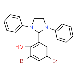 ChemSpider 2D Image | 2,4-Dibromo-6-(1,3-diphenyl-2-imidazolidinyl)phenol | C21H18Br2N2O