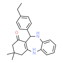 ChemSpider 2D Image | Dibenzo[b,E][1,4]diazepin-1-one, 11-(4-ethylphenyl)-3,3-dimethyl-2,3,4,5,10,11-hexahydro- | C23H26N2O