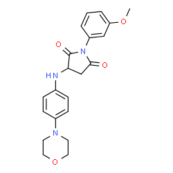 ChemSpider 2D Image | 1-(3-Methoxy-phenyl)-3-(4-morpholin-4-yl-phenylamino)-pyrrolidine-2,5-dione | C21H23N3O4