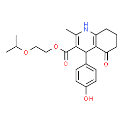 ChemSpider 2D Image | 2-Isopropoxyethyl 4-(4-hydroxyphenyl)-2-methyl-5-oxo-1,4,5,6,7,8-hexahydro-3-quinolinecarboxylate | C22H27NO5