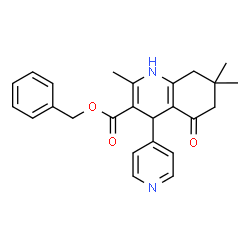 ChemSpider 2D Image | Benzyl 2,7,7-trimethyl-5-oxo-4-(4-pyridinyl)-1,4,5,6,7,8-hexahydro-3-quinolinecarboxylate | C25H26N2O3