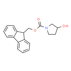 ChemSpider 2D Image | 9H-Fluoren-9-ylmethyl 3-hydroxy-1-pyrrolidinecarboxylate | C19H19NO3
