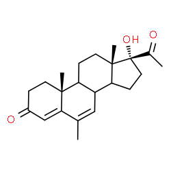 ChemSpider 2D Image | (8xi,9xi,14xi)-17-Hydroxy-6-methylpregna-4,6-diene-3,20-dione | C22H30O3