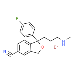 ChemSpider 2D Image | 1-(4-Fluorophenyl)-1-[3-(methylamino)propyl]-1,3-dihydro-2-benzofuran-5-carbonitrile hydrobromide (1:1) | C19H20BrFN2O