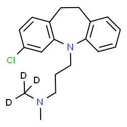 ChemSpider 2D Image | 3-(3-Chloro-10,11-dihydro-5H-dibenzo[b,f]azepin-5-yl)-N-methyl-N-(~2~H_3_)methyl-1-propanamine | C19H20D3ClN2