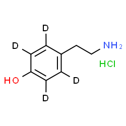 ChemSpider 2D Image | 4-(2-Aminoethyl)(~2~H_4_)phenol hydrochloride (1:1) | C8H8D4ClNO