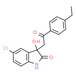 ChemSpider 2D Image | 5-Chloro-3-[2-(4-ethylphenyl)-2-oxoethyl]-3-hydroxy-1,3-dihydro-2H-indol-2-one | C18H16ClNO3