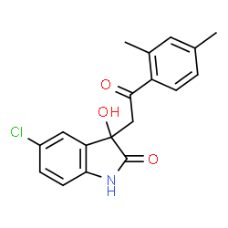 ChemSpider 2D Image | 5-Chloro-3-[2-(2,4-dimethylphenyl)-2-oxoethyl]-3-hydroxy-1,3-dihydro-2H-indol-2-one | C18H16ClNO3