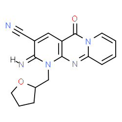 ChemSpider 2D Image | (2E)-2-Imino-5-oxo-1-(tetrahydro-2-furanylmethyl)-1,5-dihydro-2H-dipyrido[1,2-a:2',3'-d]pyrimidine-3-carbonitrile | C17H15N5O2
