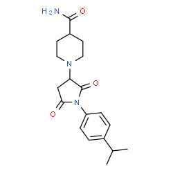 ChemSpider 2D Image | 1-[1-(4-Isopropylphenyl)-2,5-dioxo-3-pyrrolidinyl]-4-piperidinecarboxamide | C19H25N3O3