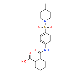 ChemSpider 2D Image | 2-({4-[(4-Methyl-1-piperidinyl)sulfonyl]phenyl}carbamoyl)cyclohexanecarboxylic acid | C20H28N2O5S