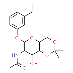 ChemSpider 2D Image | 3-Ethylphenyl 2-acetamido-2-deoxy-4,6-O-isopropylidenehexopyranoside | C19H27NO6