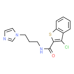 ChemSpider 2D Image | 3-Chloro-N-[3-(1H-imidazol-1-yl)propyl]-1-benzothiophene-2-carboxamide | C15H14ClN3OS