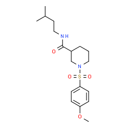 ChemSpider 2D Image | 1-[(4-Methoxyphenyl)sulfonyl]-N-(3-methylbutyl)-3-piperidinecarboxamide | C18H28N2O4S