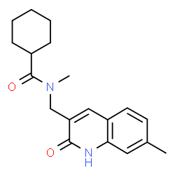 ChemSpider 2D Image | N-Methyl-N-[(7-methyl-2-oxo-1,2-dihydro-3-quinolinyl)methyl]cyclohexanecarboxamide | C19H24N2O2