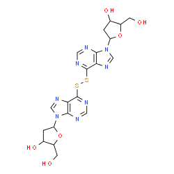ChemSpider 2D Image | 5-[6-[9-[4-hydroxy-5-(hydroxymethyl)tetrahydrofuran-2-yl]purin-6-yl]disulfanylpurin-9-yl]-2-(hydroxymethyl)tetrahydrofuran-3-ol | C20H22N8O6S2