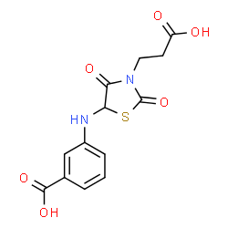 ChemSpider 2D Image | 3-{[3-(2-Carboxyethyl)-2,4-dioxo-1,3-thiazolidin-5-yl]amino}benzoic acid | C13H12N2O6S