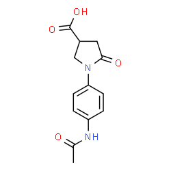 ChemSpider 2D Image | 1-(4-Acetamidophenyl)-5-oxo-3-pyrrolidinecarboxylic acid | C13H14N2O4