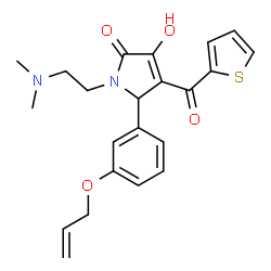 ChemSpider 2D Image | 5-[3-(Allyloxy)phenyl]-1-[2-(dimethylamino)ethyl]-3-hydroxy-4-(2-thienylcarbonyl)-1,5-dihydro-2H-pyrrol-2-one | C22H24N2O4S