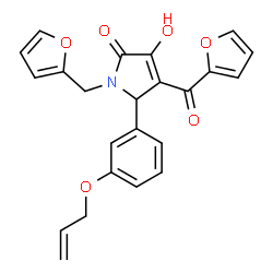 ChemSpider 2D Image | 5-[3-(Allyloxy)phenyl]-4-(2-furoyl)-1-(2-furylmethyl)-3-hydroxy-1,5-dihydro-2H-pyrrol-2-one | C23H19NO6