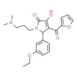 ChemSpider 2D Image | 1-[3-(Dimethylamino)propyl]-5-(3-ethoxyphenyl)-4-(2-furoyl)-3-hydroxy-1,5-dihydro-2H-pyrrol-2-one | C22H26N2O5