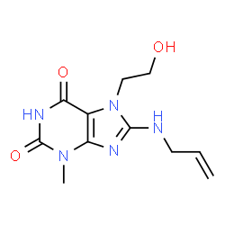 ChemSpider 2D Image | 8-(Allylamino)-7-(2-hydroxyethyl)-3-methyl-3,7-dihydro-1H-purine-2,6-dione | C11H15N5O3