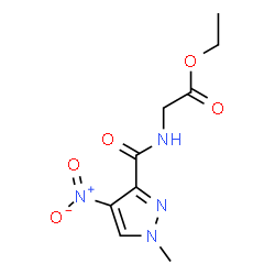 ChemSpider 2D Image | Ethyl N-[(1-methyl-4-nitro-1H-pyrazol-3-yl)carbonyl]glycinate | C9H12N4O5