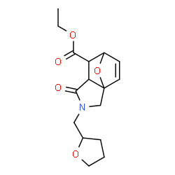 ChemSpider 2D Image | Ethyl 4-oxo-3-(tetrahydro-2-furanylmethyl)-10-oxa-3-azatricyclo[5.2.1.0~1,5~]dec-8-ene-6-carboxylate | C16H21NO5