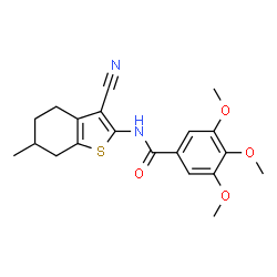 ChemSpider 2D Image | N-(3-Cyano-6-methyl-4,5,6,7-tetrahydro-1-benzothiophen-2-yl)-3,4,5-trimethoxybenzamide | C20H22N2O4S