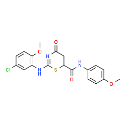 ChemSpider 2D Image | 2-[(5-Chloro-2-methoxyphenyl)amino]-N-(4-methoxyphenyl)-4-oxo-5,6-dihydro-4H-1,3-thiazine-6-carboxamide | C19H18ClN3O4S