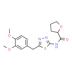 ChemSpider 2D Image | N-[5-(3,4-Dimethoxybenzyl)-1,3,4-thiadiazol-2-yl]tetrahydro-2-furancarboxamide | C16H19N3O4S