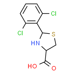ChemSpider 2D Image | 2-(2,6-dichlorophenyl)-1,3-thiazolane-4-carboxylic acid | C10H9Cl2NO2S