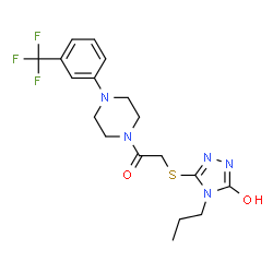 ChemSpider 2D Image | 5-[(2-Oxo-2-{4-[3-(trifluoromethyl)phenyl]-1-piperazinyl}ethyl)sulfanyl]-4-propyl-2,4-dihydro-3H-1,2,4-triazol-3-one | C18H22F3N5O2S