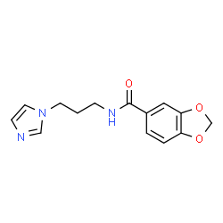 ChemSpider 2D Image | N-[3-(1H-Imidazol-1-yl)propyl]-1,3-benzodioxole-5-carboxamide | C14H15N3O3