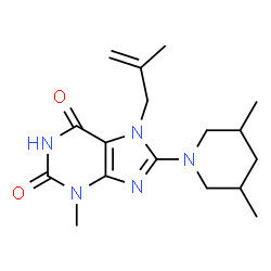 ChemSpider 2D Image | 8-(3,5-Dimethyl-1-piperidinyl)-3-methyl-7-(2-methyl-2-propen-1-yl)-3,7-dihydro-1H-purine-2,6-dione | C17H25N5O2