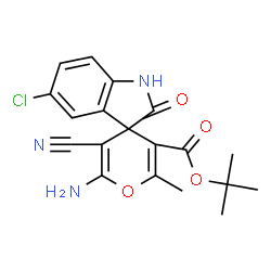 ChemSpider 2D Image | 2-Methyl-2-propanyl 6'-amino-5-chloro-5'-cyano-2'-methyl-2-oxo-1,2-dihydrospiro[indole-3,4'-pyran]-3'-carboxylate | C19H18ClN3O4