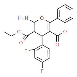 ChemSpider 2D Image | Ethyl 2-amino-4-(2,4-difluorophenyl)-5-oxo-4H,5H-pyrano[3,2-c]chromene-3-carboxylate | C21H15F2NO5