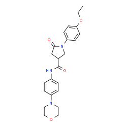 ChemSpider 2D Image | 1-(4-Ethoxyphenyl)-N-[4-(4-morpholinyl)phenyl]-5-oxo-3-pyrrolidinecarboxamide | C23H27N3O4