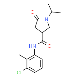 ChemSpider 2D Image | N-(3-Chloro-2-methylphenyl)-1-isopropyl-5-oxo-3-pyrrolidinecarboxamide | C15H19ClN2O2