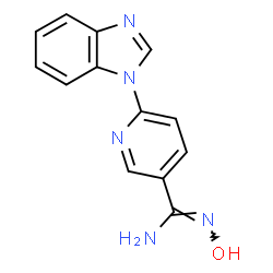 ChemSpider 2D Image | 6-(1H-Benzimidazol-1-yl)-N-hydroxy-3-pyridinecarboximidamide | C13H11N5O